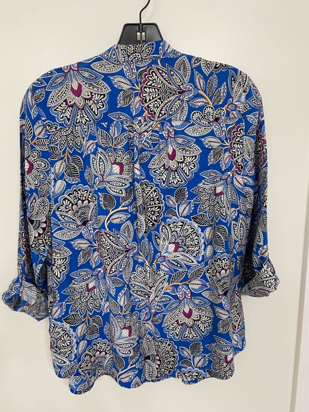 Ruby Rd. Blue Paisley-Leaf Button Front Tunic - Picture 5 of 5